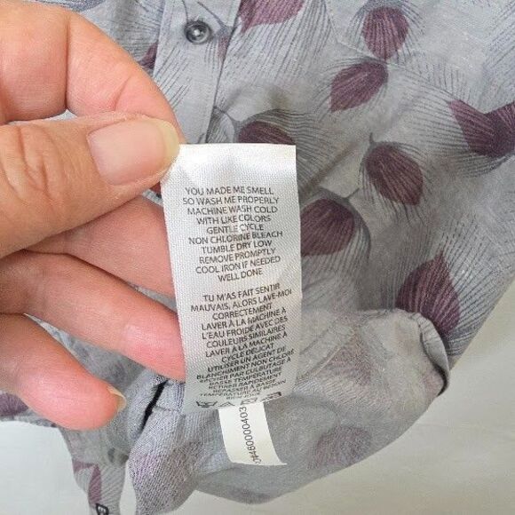 Travis Mathew Large Grey Feathers Short Sleeve Button Front Shirt Pocket Casual - Picture 5 of 8